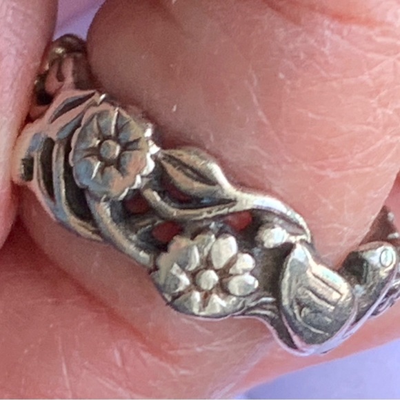 Vintage ArtCarved 14k SS Ruby Flower Bird Butterfly Band Sz 6 - Picture 7 of 7